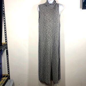 WhoWhatWear gray ribbed sleeveless turtleneck maxi dress size large